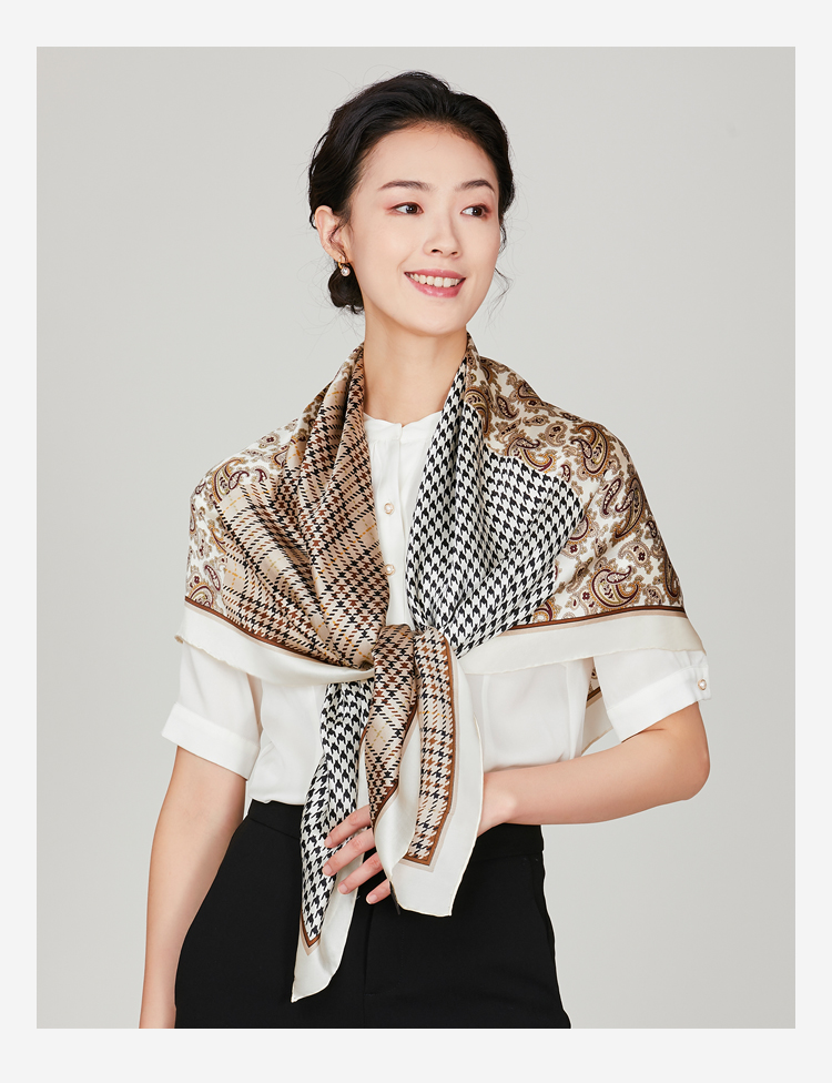 丝帛瑞尔大方巾丝巾女士四季通用款真丝缎面围巾礼盒装送妈妈外搭披肩