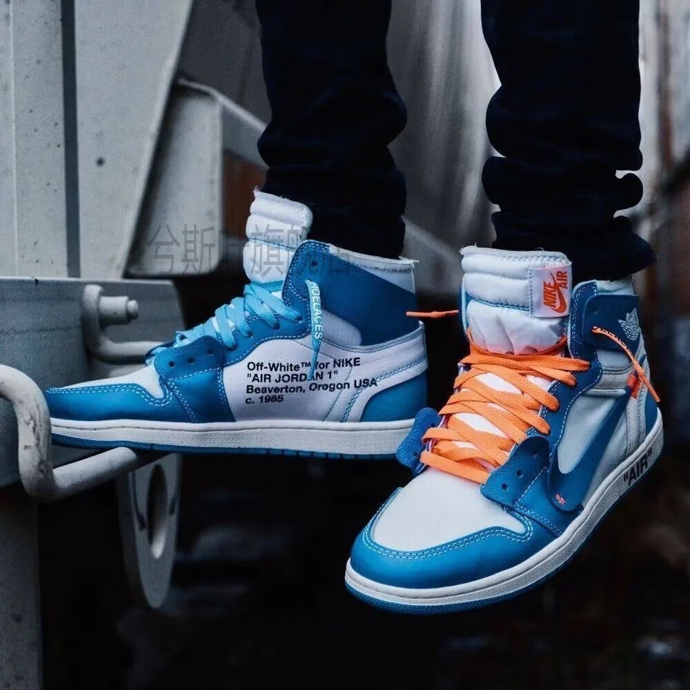 【官方旗舰店】真头层 off-white联名aj1北卡蓝欧洲限定 芝加哥ow情侣