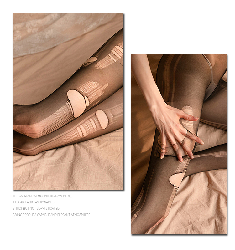 fauntieluna情趣丝袜女士黑色性感诱惑火辣超薄撕扯透明开裆免脱袜子3