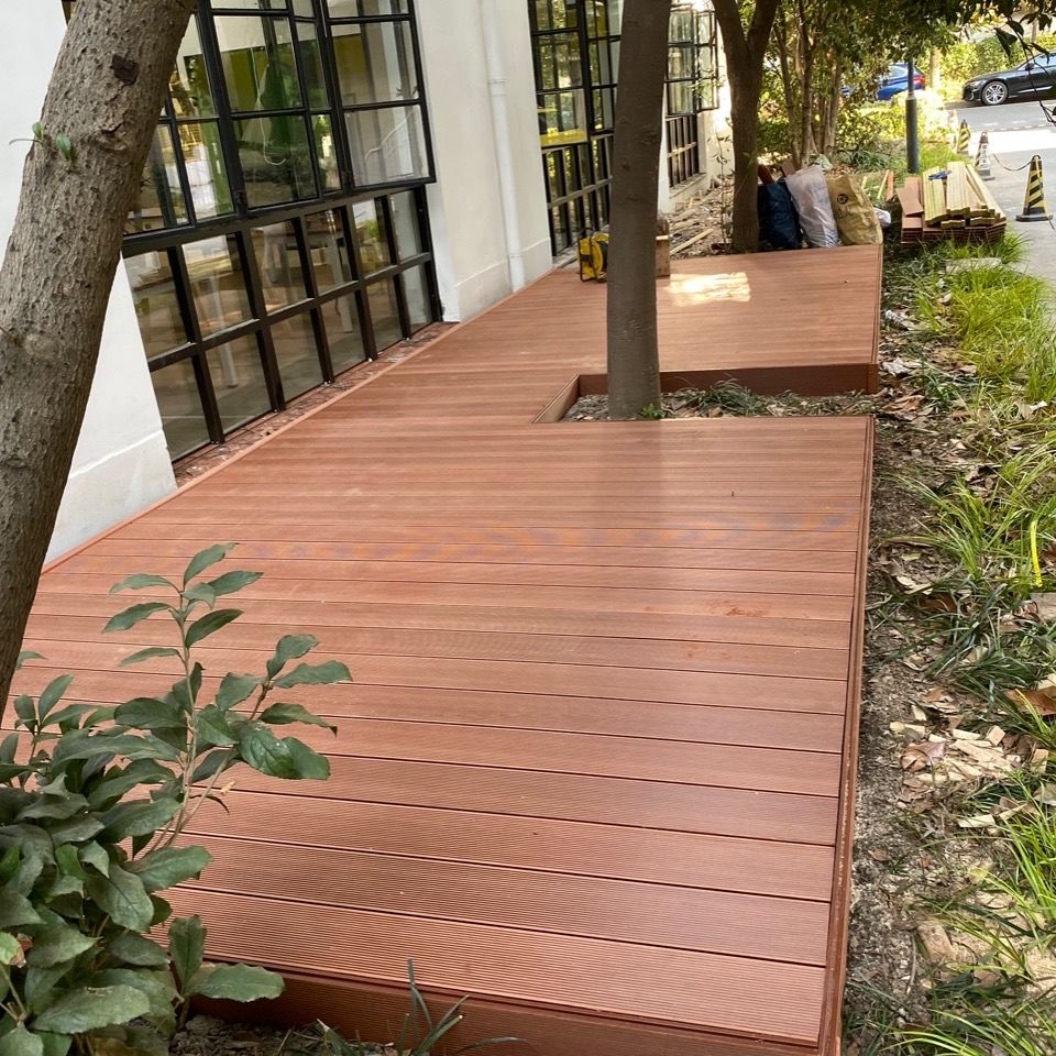 倘沭湾 户外长条塑木地板木塑防腐木地板 露台 庭院 公园 栈道生态木