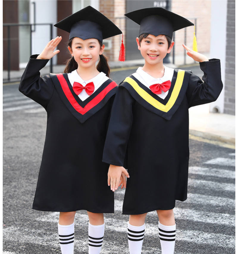 儿童博士服幼儿园小学毕业照服装学士服毕业礼服拍照衣服博士帽子 全