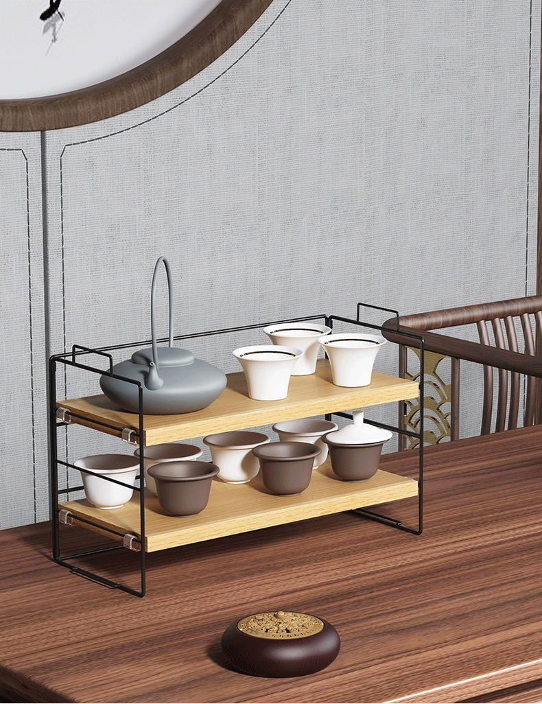 阅千旬茶杯架子茶具收纳架桌面摆放架茶桌上收纳置物架柜茶叶功夫茶壶