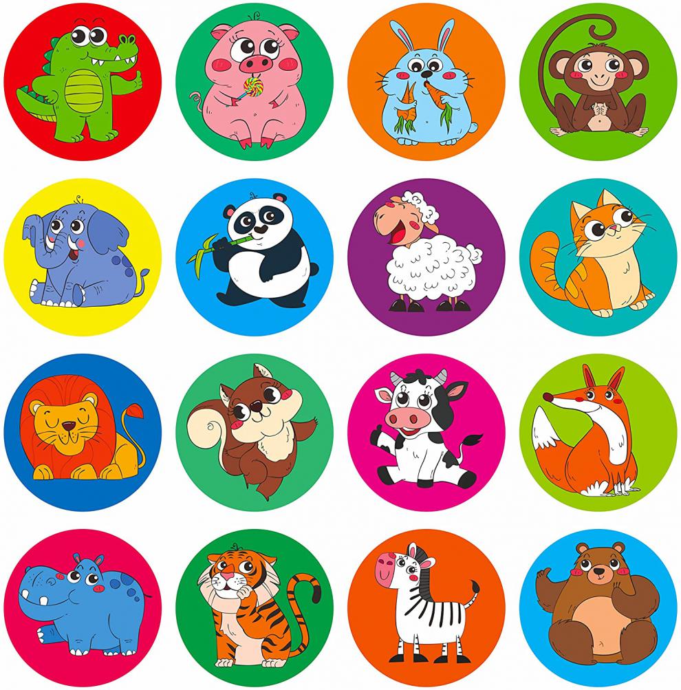 儿童卡通动物贴纸玩具奖励不干胶贴纸粘贴画标签装饰标签封口贴8款