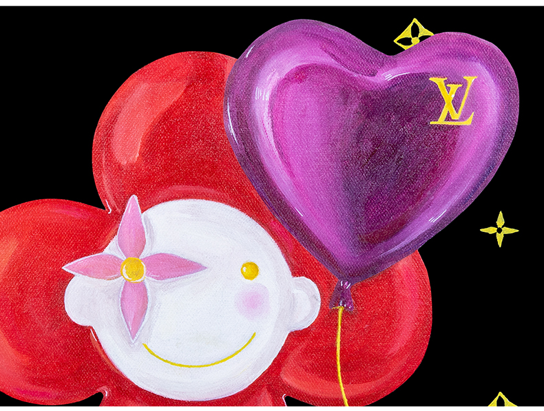 阿斯蒙迪肖少芳亲笔签名版画限量99版竖幅lv吉祥物太阳花娃娃玄关装饰