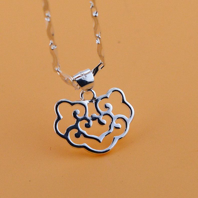 浙饰界银饰925银锁吊坠银锁如意锁镂空时尚银锁项链挂件银吊坠银锁坠