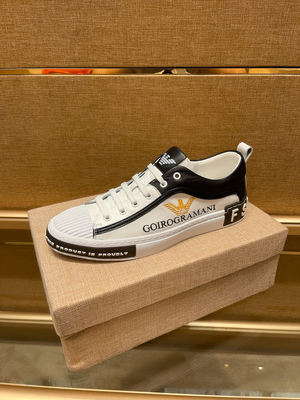 阿玛尼(emporio armani)真皮鞋子男鞋新款潮男士春夏款运动小白鞋