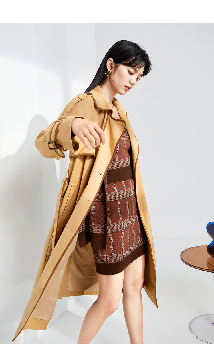 何穗同款伊芙丽外套女2021年秋季新款中长款高端风衣女时尚大牌小个子