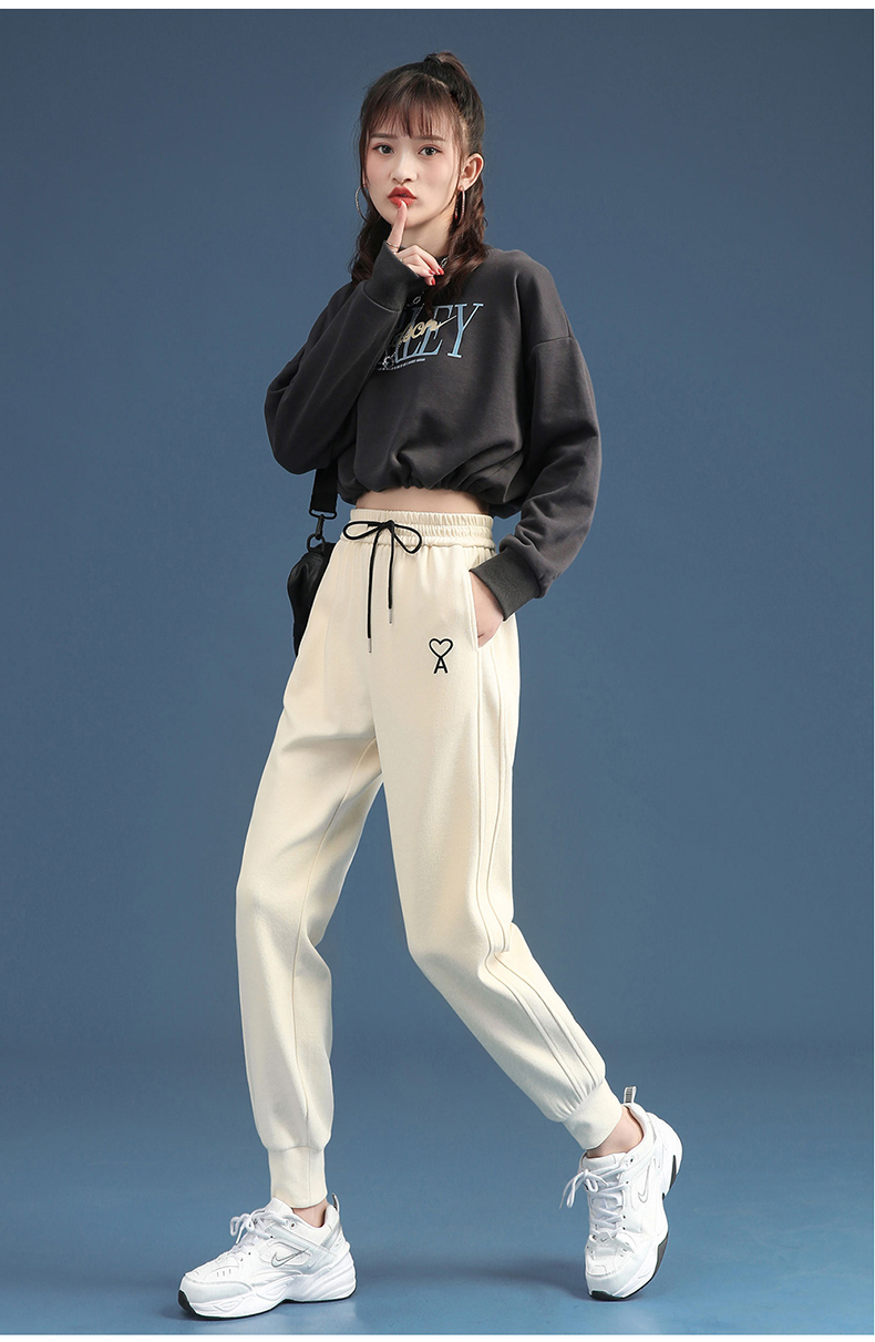 朵沐缦冰丝运动裤女2021夏季新款韩版薄款束脚卫裤宽松显瘦时尚百搭