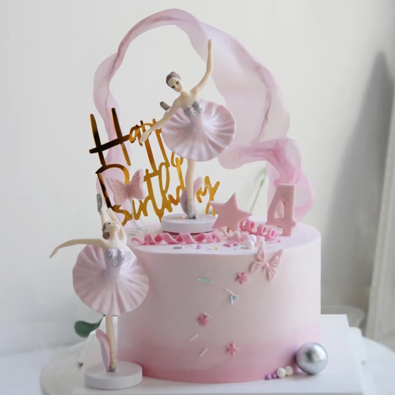 百世今生旋转芭蕾舞女孩小天使跳舞钢琴音乐盒八音盒生日蛋糕同城配送