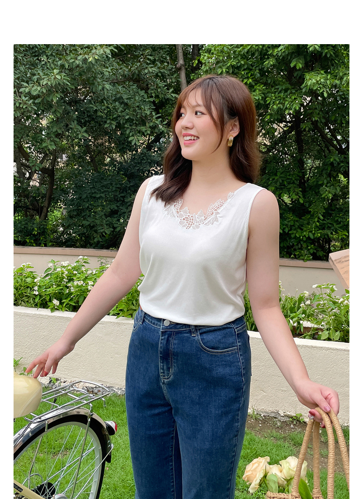 纤莉秀2021夏季新款微胖妹妹时尚百搭大码女装显瘦设计感背心吊带2240