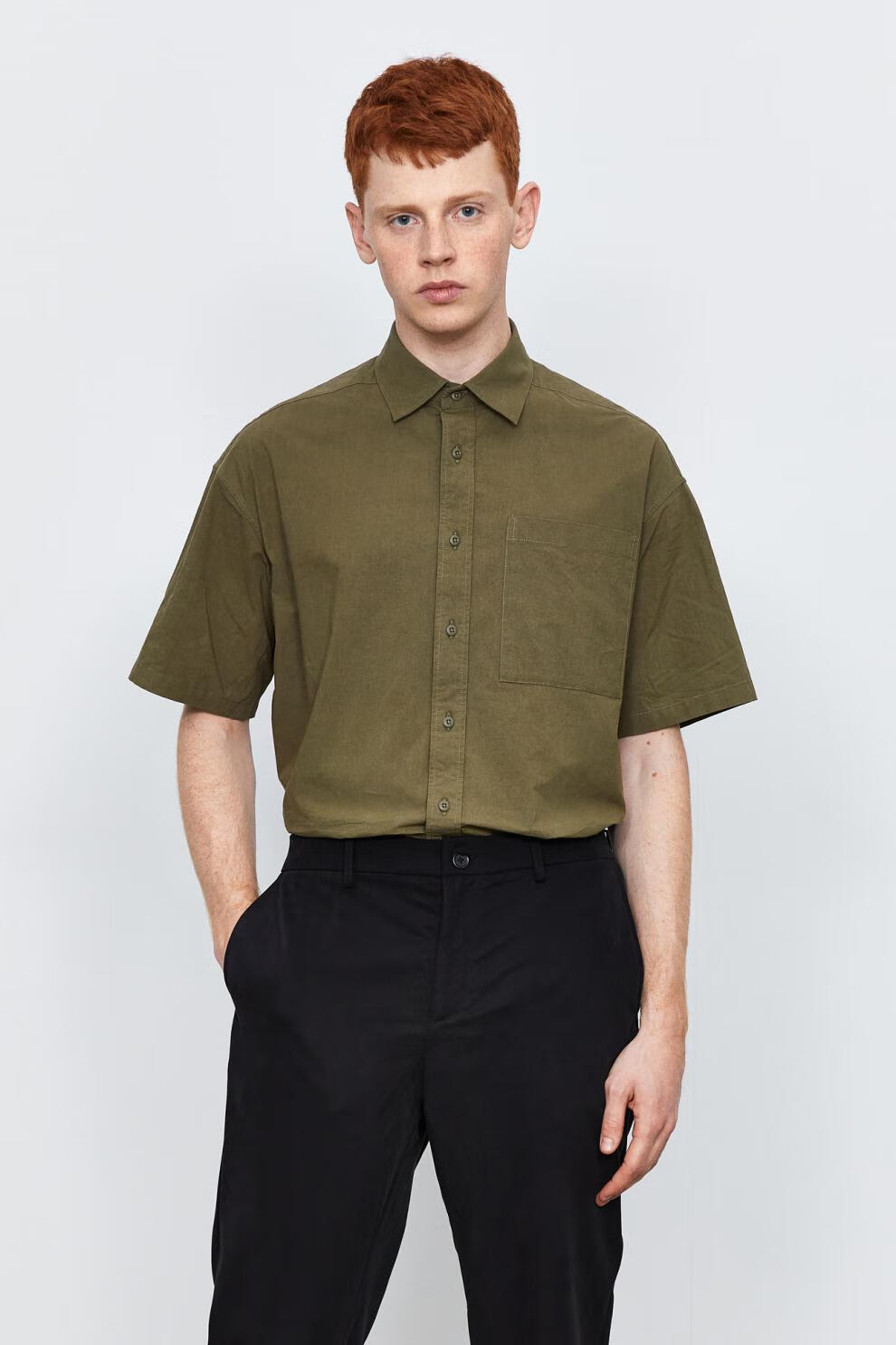 ur2021夏季新品男装时尚休闲衬衣领合体型衬衫ml12r2bn2000 军绿 s