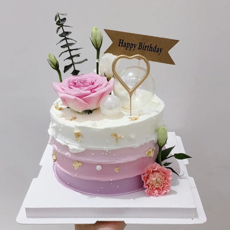 乐食锦生日蛋糕玫瑰网红鲜花满天星定制小清新女神范送闺蜜女友全国