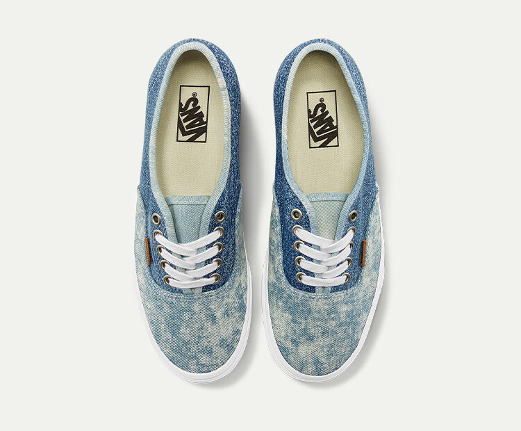 vans范斯旗舰官方特价authentic扎染风牛仔蓝男鞋女鞋帆布鞋 蓝色 35