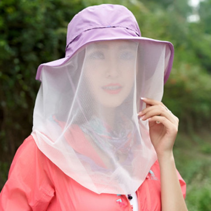 帽子大沿网纱速干男女防蚊虫钓鱼蜜蜂遮脸脖防晒户外帽子防蚊虫帽" 米