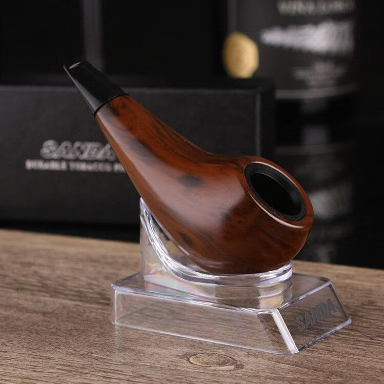 传统旱烟斗烟袋男士专用烟斗袋 棕色大烟斗(送烟袋 斗架 通条)【图片