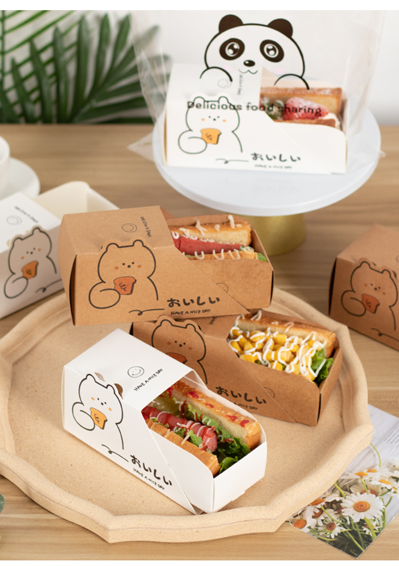 三明治包装纸面包片早餐机食材火腿片火腿肠包装盒三文治抽屉纸盒便当