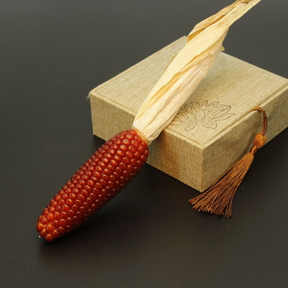 玉米网红文玩小玉米玛瑙红小玉米真玉米手把件配饰挂件农家红玉米墙挂
