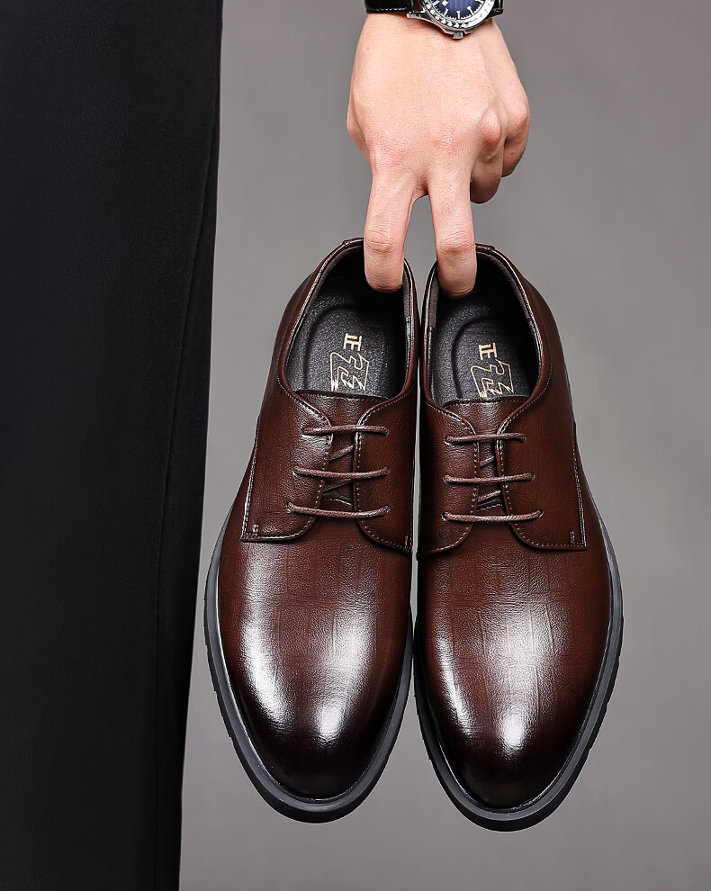 Zhengtai British Men's Leather Shoes, Business Formal Dress Shoes for Men, Breathable Soft Leather, Wear-Resistant Men's Shoes, Summer JZ0208, Black Hollow Design, Size 43 3