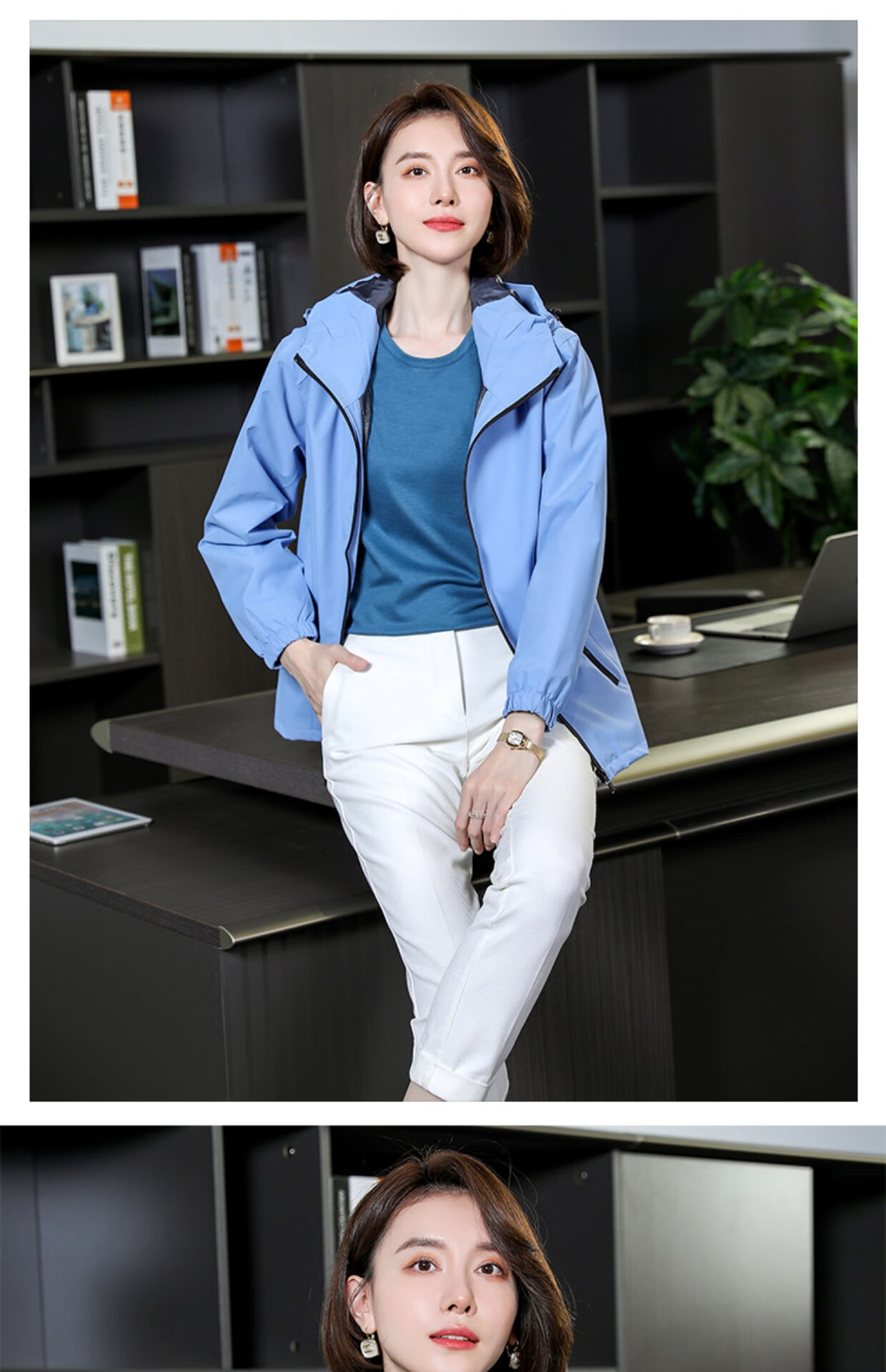 幼儿园教师园服秋冬老师幼儿教招面试服装定制印字秋冬装长袖风衣定制