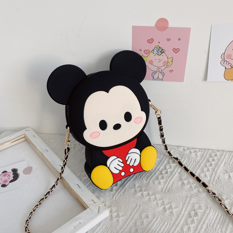 包包可爱小挎包卡通小包时尚洋气硅胶小女孩公主包 米妮织带款大号