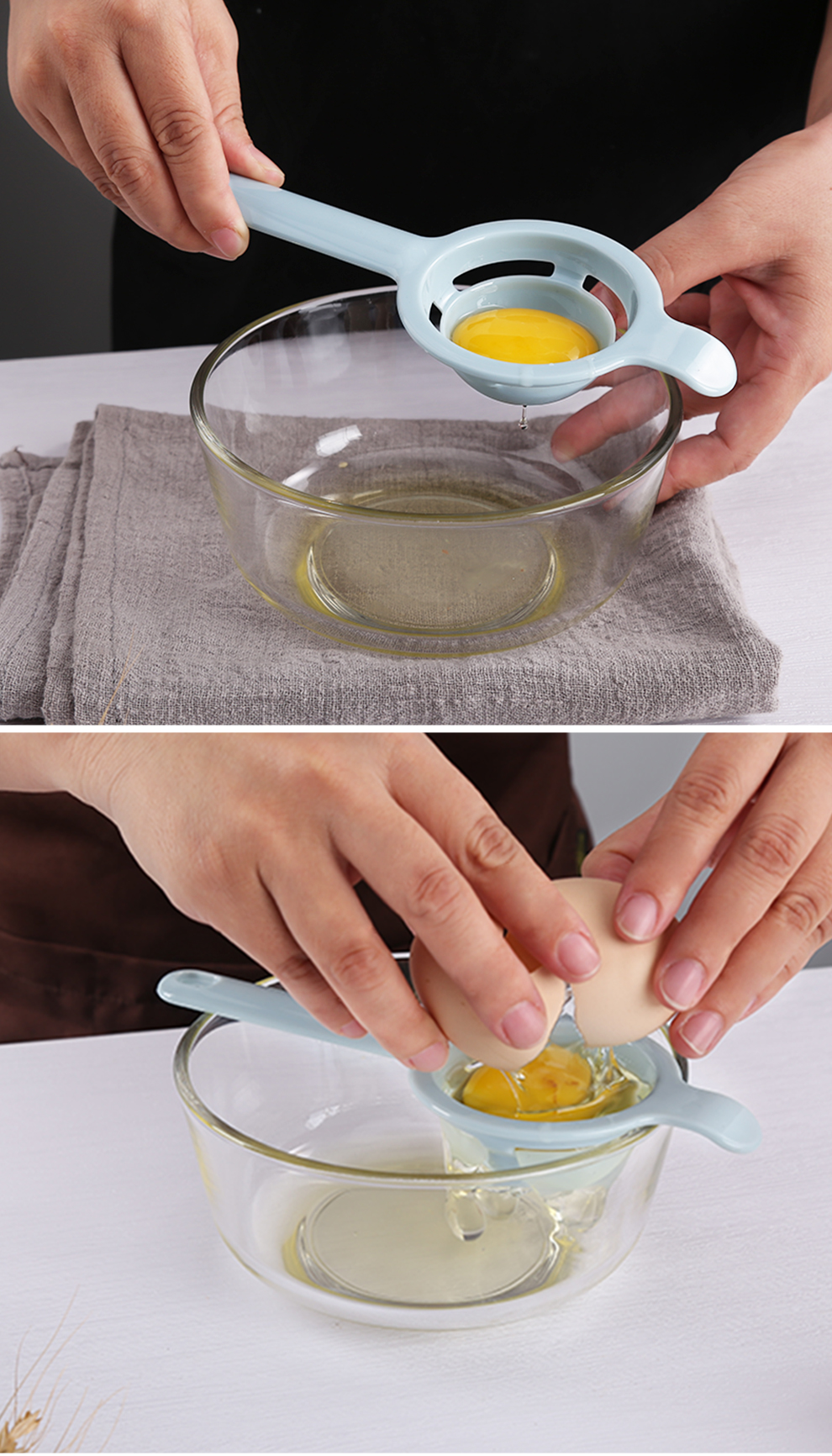膳道蛋清蛋白分离器烘焙分蛋器蛋液过滤器厨房滤蛋器兰色