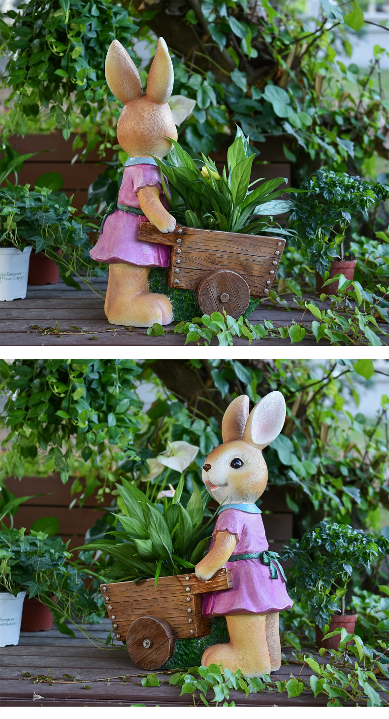 创意仿真动物兔子花盆工艺品简约家居摆件阳台花园装饰品景观园艺布置