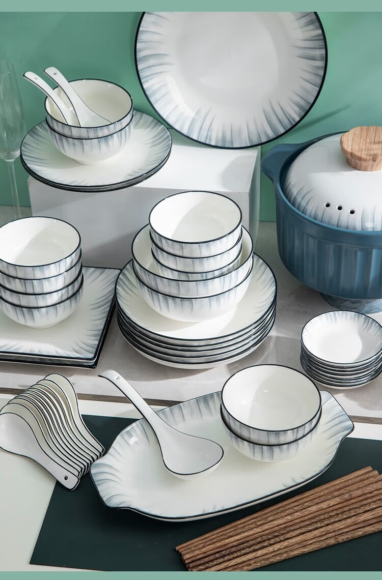 盘子碗套装 餐具套装碗碟家用创意中式乔迁锅具ins 轻奢日式盘子碗