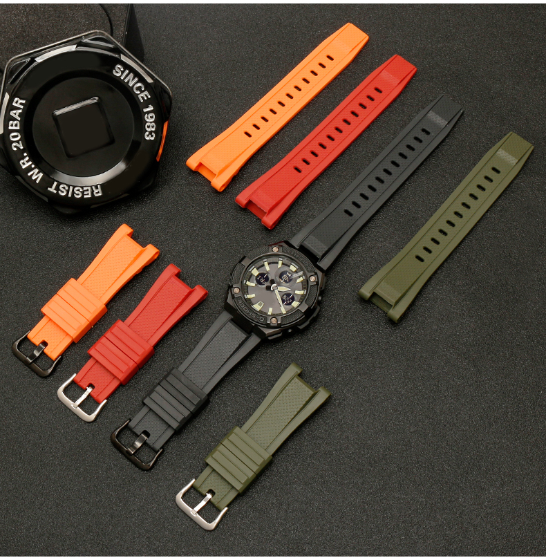 g-shock卡西欧gst-b100/s110/w300/400g男硅胶手表带配件不锈钢表带