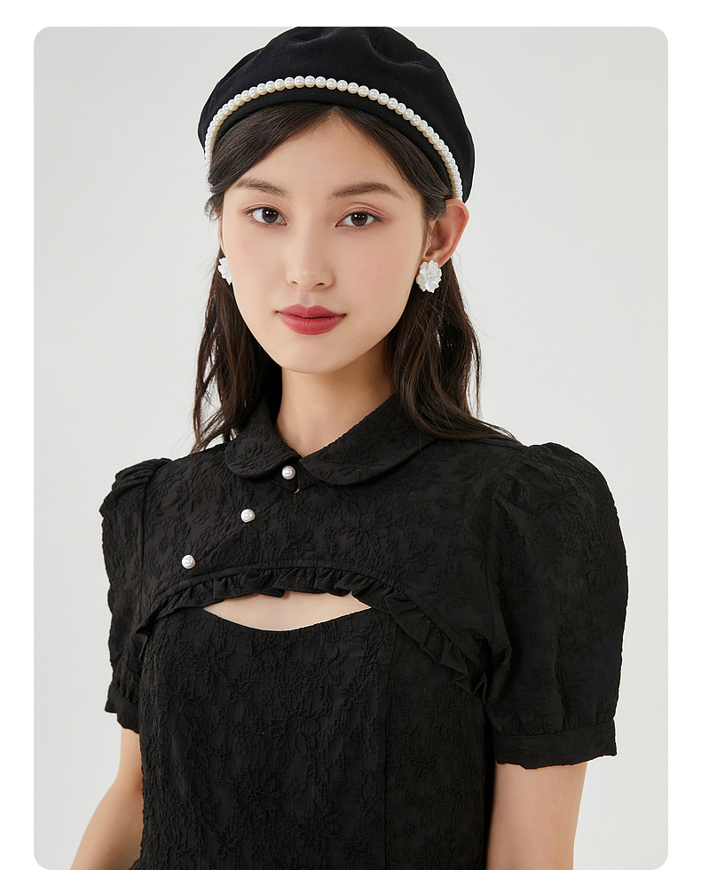 三福连衣裙2022夏季女盘扣两件装珍珠扣国风裙子女装455719白色16588a