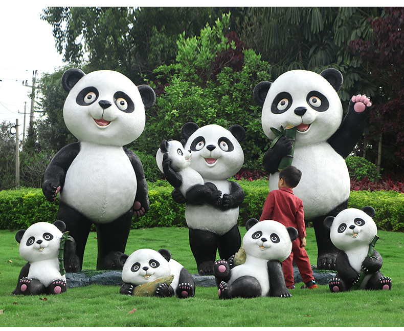 鴻日光輝 景區仿真大熊貓擺件幼兒園景觀小品卡通動物雕塑園林草坪