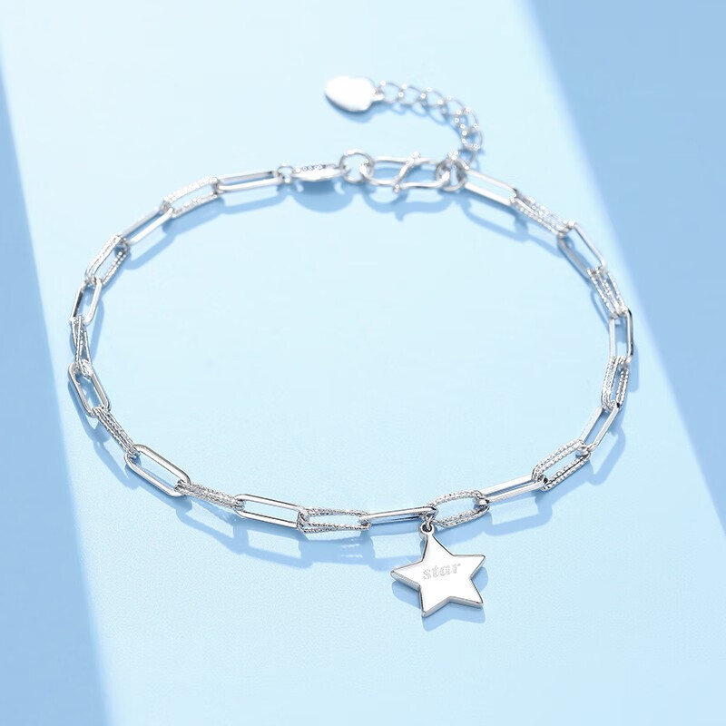 潮宏基圣诞节礼物 星空物语 pt950铂金手链女士白金手链个性锁链星星
