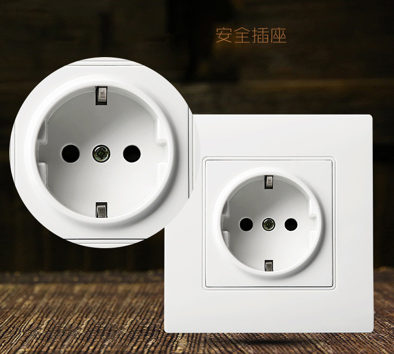 荧阙16a欧标德式墙壁插座 86型面板德规德标欧规欧式接地电源插座