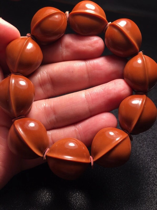 兔茜1.8*2.2正宗梅林铁核鲨鱼背男士橄榄核雕手串纯手工打磨全品素珠