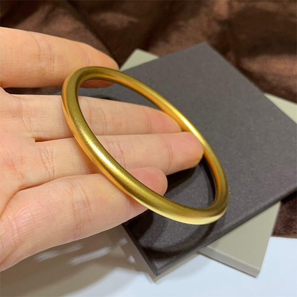 古法金手镯莲花黄金镯子新款磨砂闭口实心镯子女999足金传承古法手工