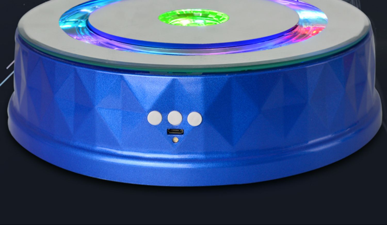 us充电led七彩灯转盘抖音带货直播电动拍摄转台发光旋转展示台白色