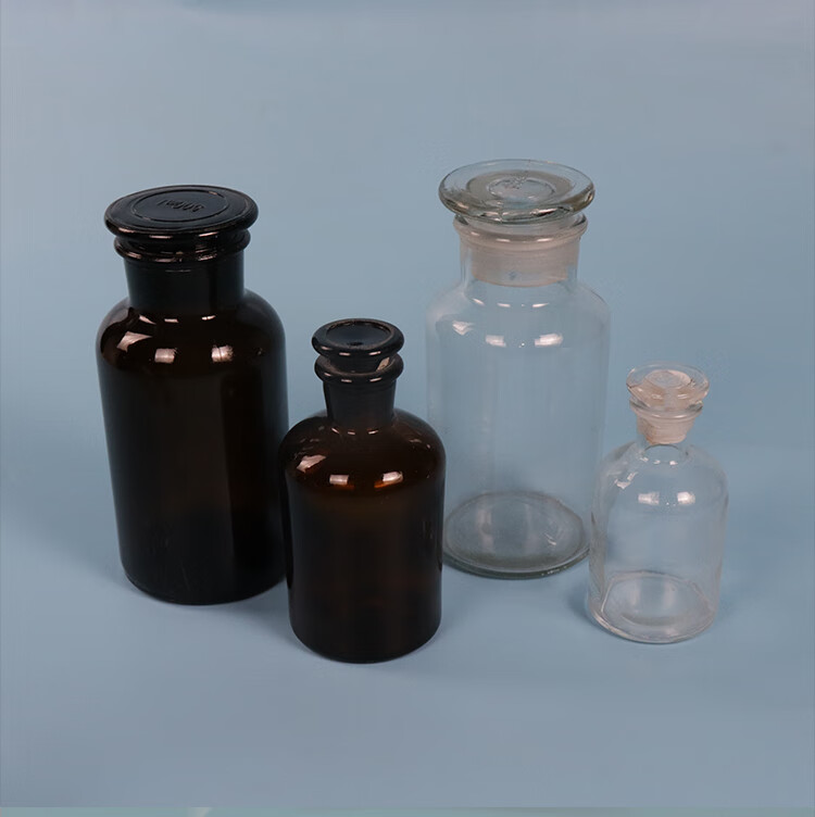 玻璃广口试剂瓶棕色白色 玻璃瓶磨口瓶 酒精瓶 具塞试剂瓶 透明 广口