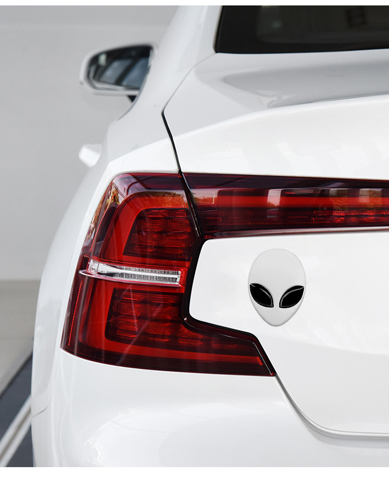 外星人logo车标改装中网标立体金属贴个性diy装饰贴车身车窗贴标 小号