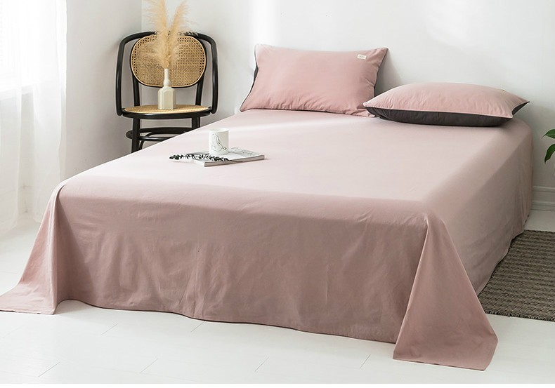 源织味水洗棉床单单件纯棉双人被单学生宿舍全棉布15米18m床豆沙床单