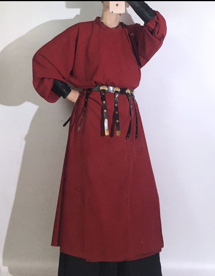 考恒古月坊唐制圆领袍大放量复原缺胯袍秋冬款男日常 藏青色 均码