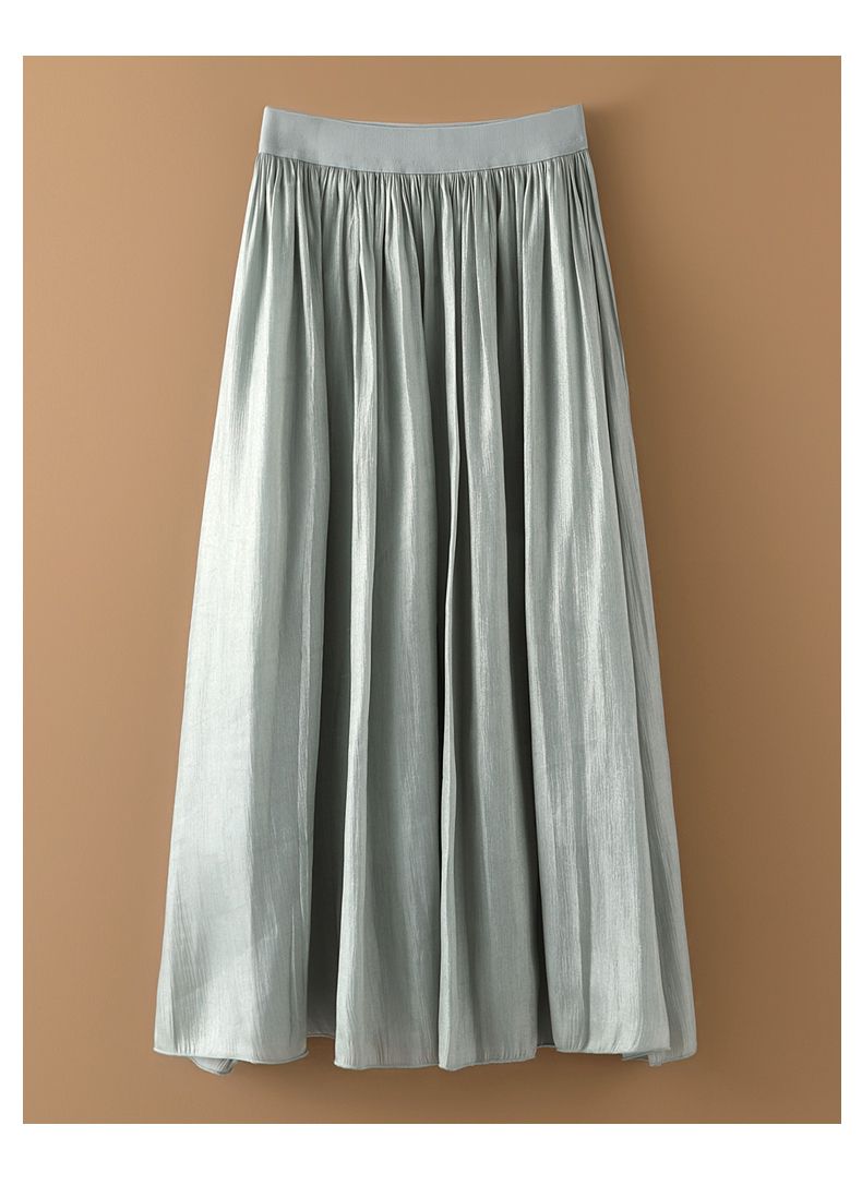 沙裙子半身裙感流光纱裙女2022春牛奶珠光裙子气质网纱半身裙 流沙金