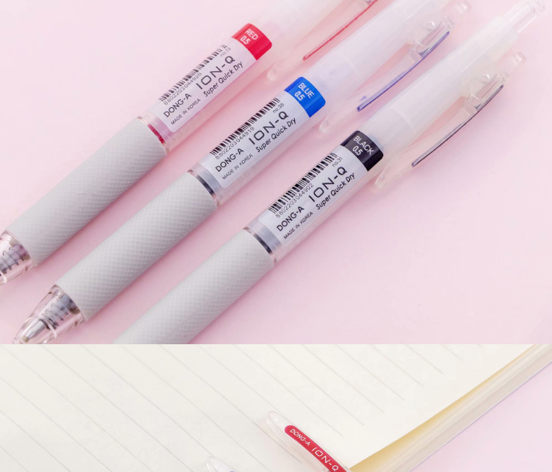 东亚文具韩国原产donga东亚ionq速干中性笔05mm按动中性笔乳白杆珍珠q