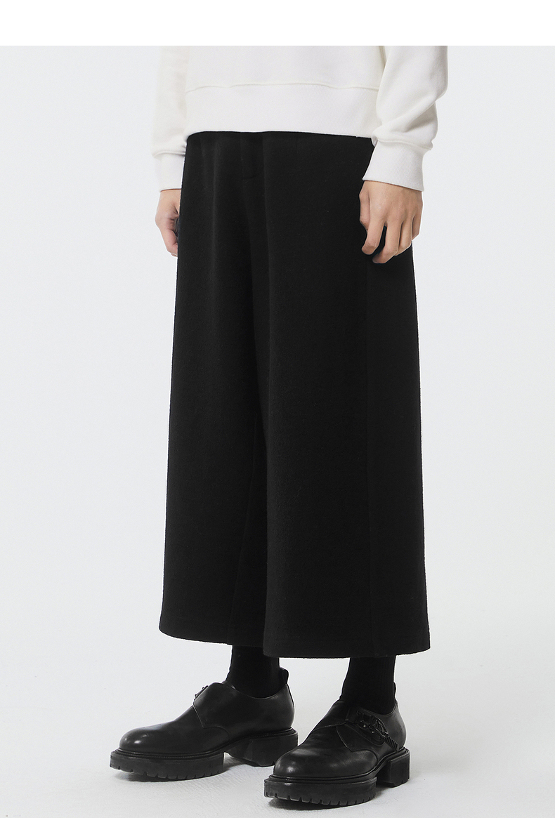 速写男装秋新款阔腿裤黑色宽松休闲潮流八分直筒裤时尚优雅001本黑xxl