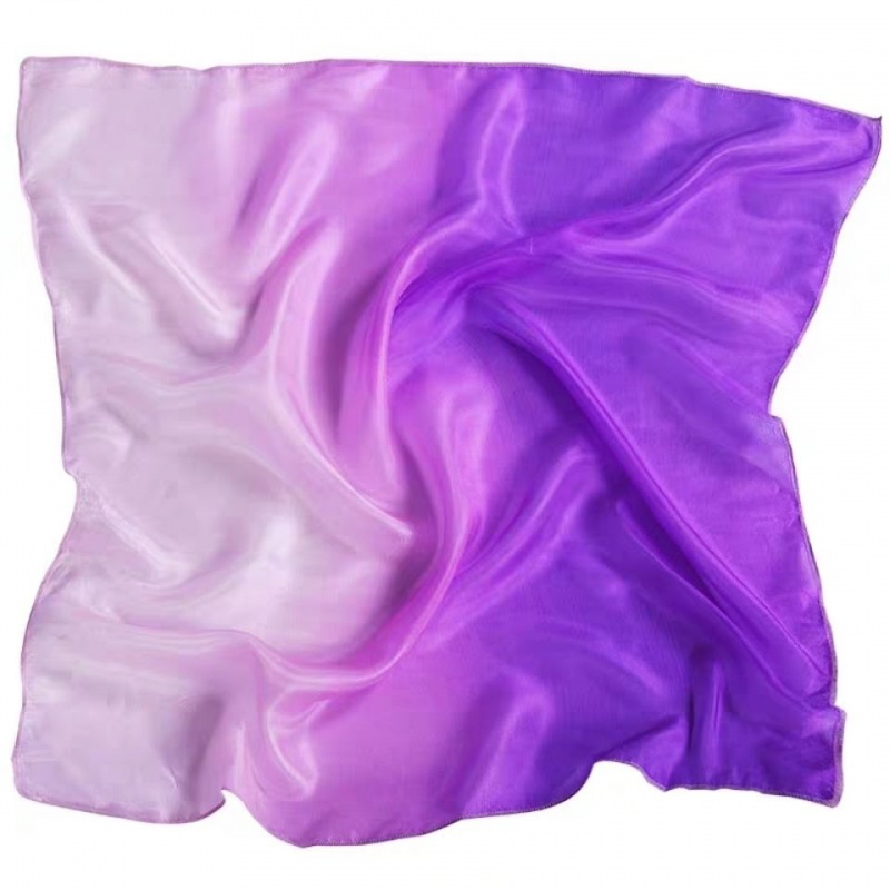 舞蹈手绢花女考级渐变色胶州秧歌丝巾纱巾表演小方巾紫色过度55公分