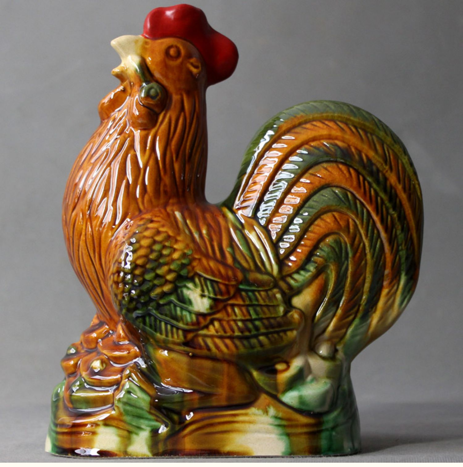 洛阳唐三彩大吉大利风水大公鸡陶瓷鸡摆件生肖工艺品居饰品摆设件