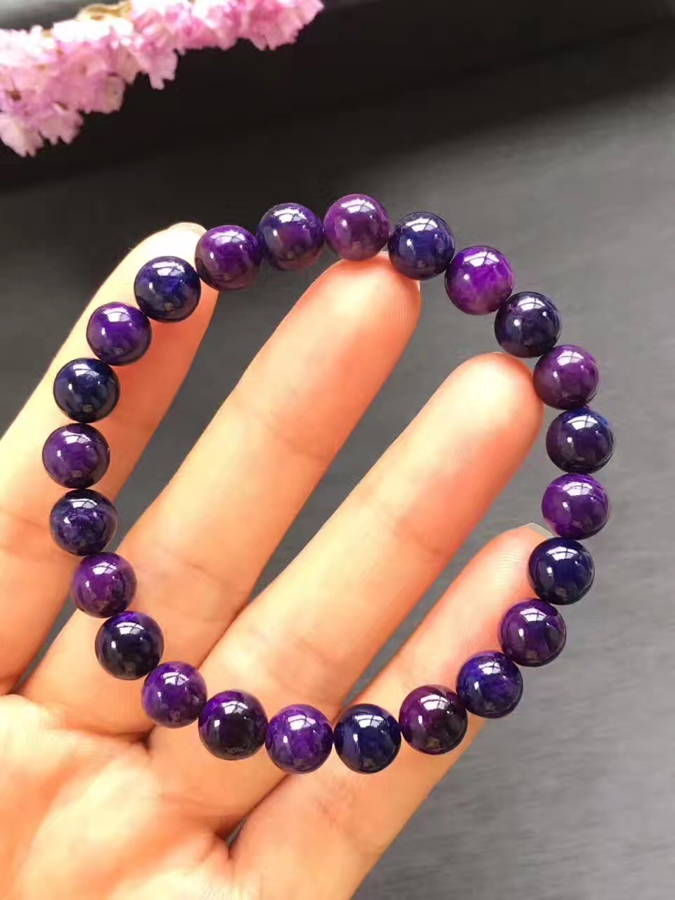天然舒俱来皇家紫手链 男女佛珠108颗多圈苏纪石樱花紫手串配饰 9mm