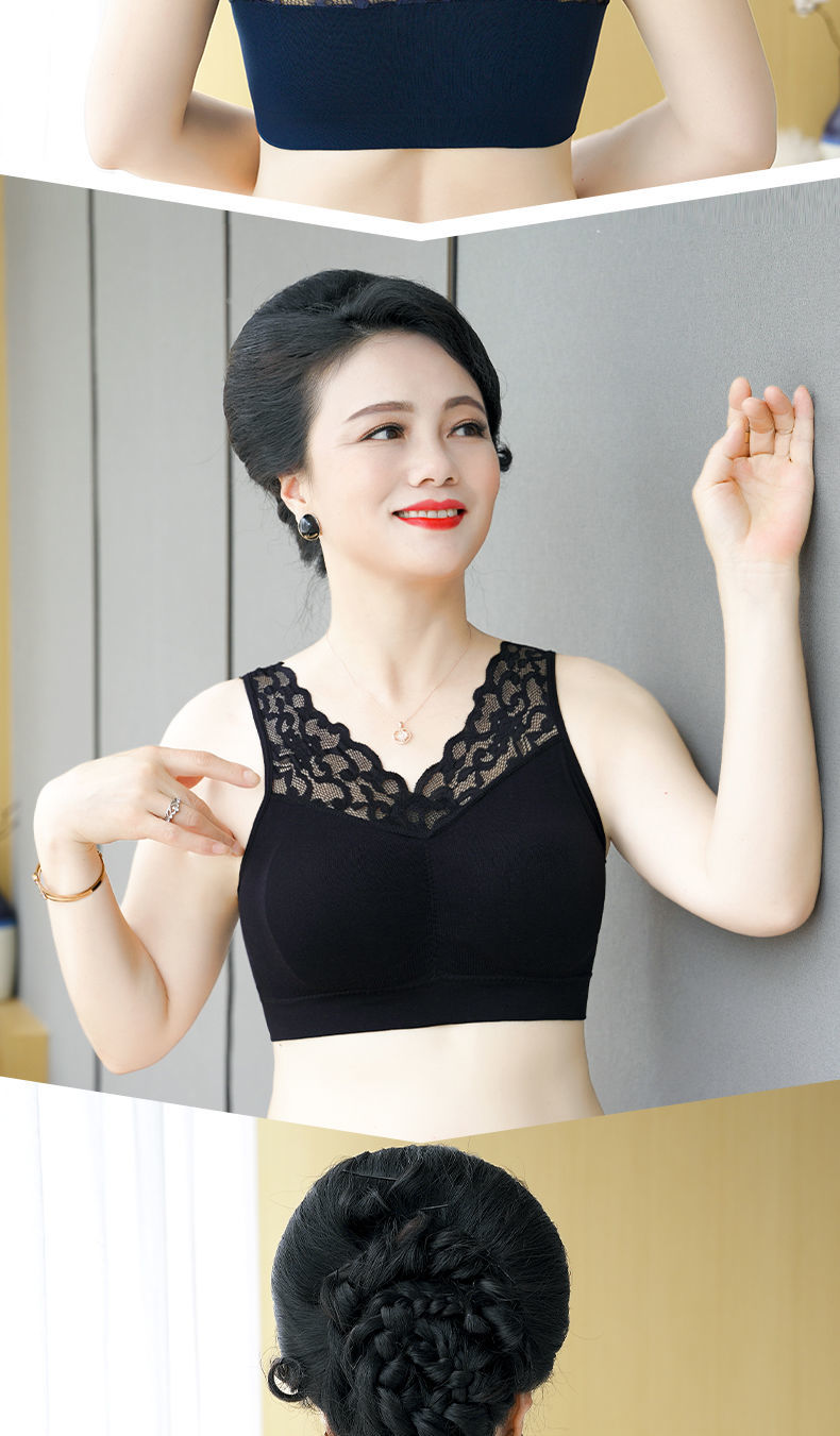 莫代尔中老年文胸妈妈背心女带胸垫中年妇女无钢圈加肥加大码内衣女