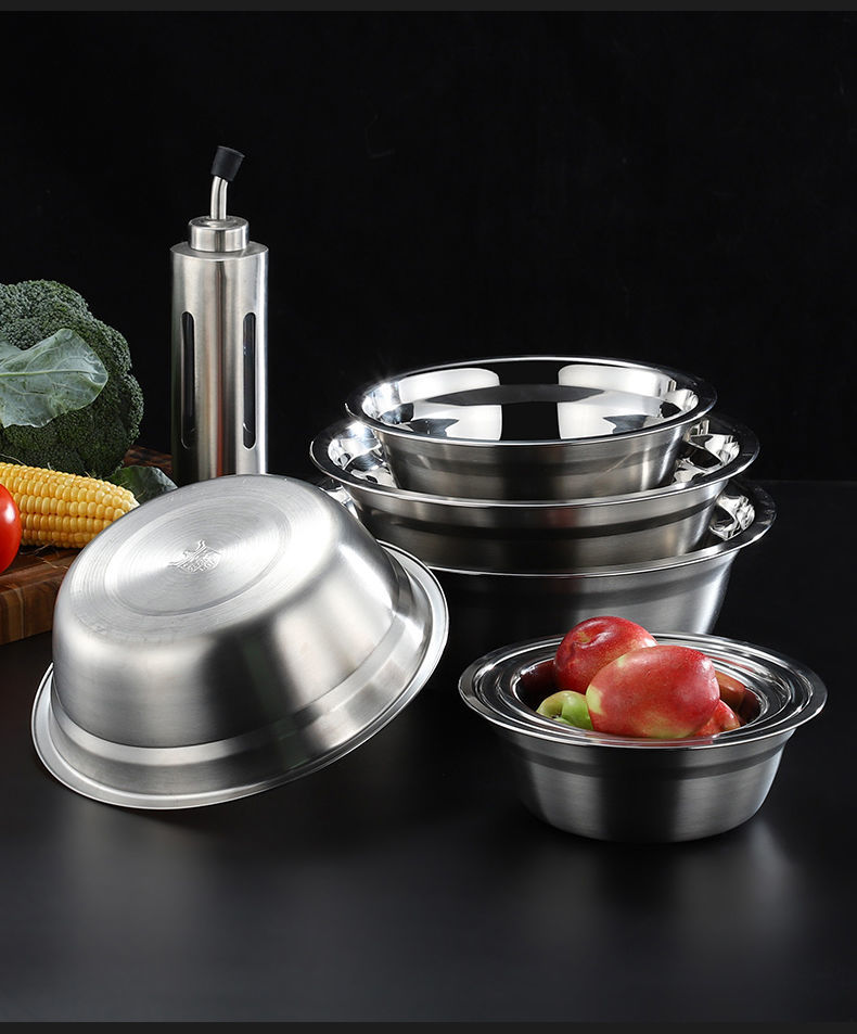 304汤盆套装不锈钢饭盆食堂汤碗汤面碗不锈钢和面菜盆餐馆碗 无磁22