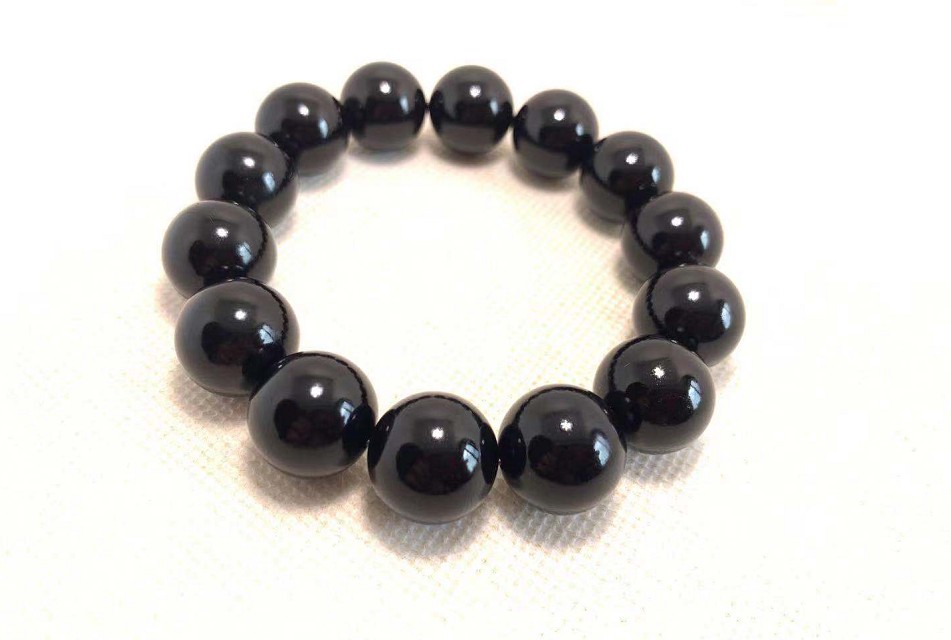 顶盈抚顺天然煤精手串纯手工制作全尺寸手链男女款半宝石圆珠单圈手饰