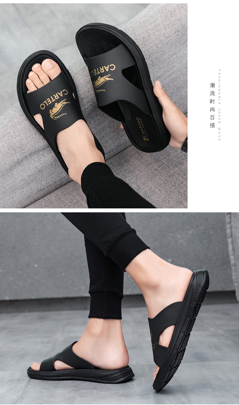 卡帝乐鳄鱼cartelo2021新品鳄鱼户外拖鞋男夏季外穿沙滩潮牌一字拖