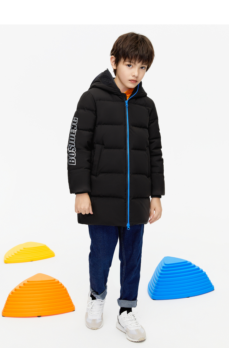 波司登2021年冬季新款儿童羽绒服男童中长款潮流运动抑菌防风保暖羽绒